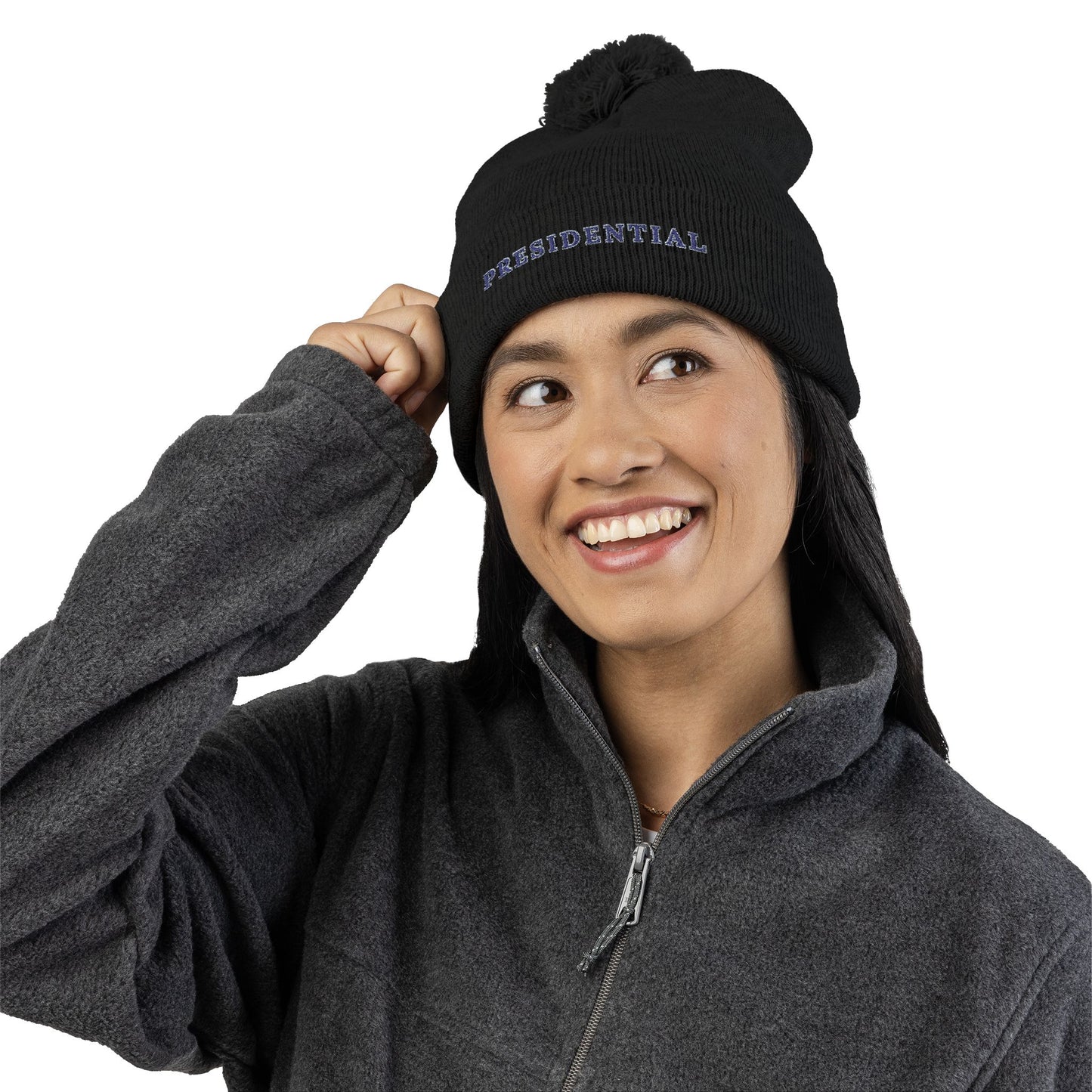 Embroidery Presidential Pom-Pom Knit Cap