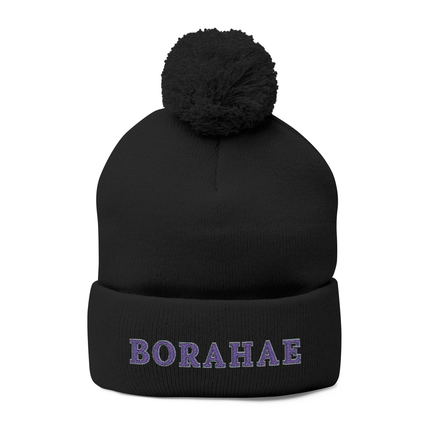 Embroidery Borahae Pom-Pom Knit Cap