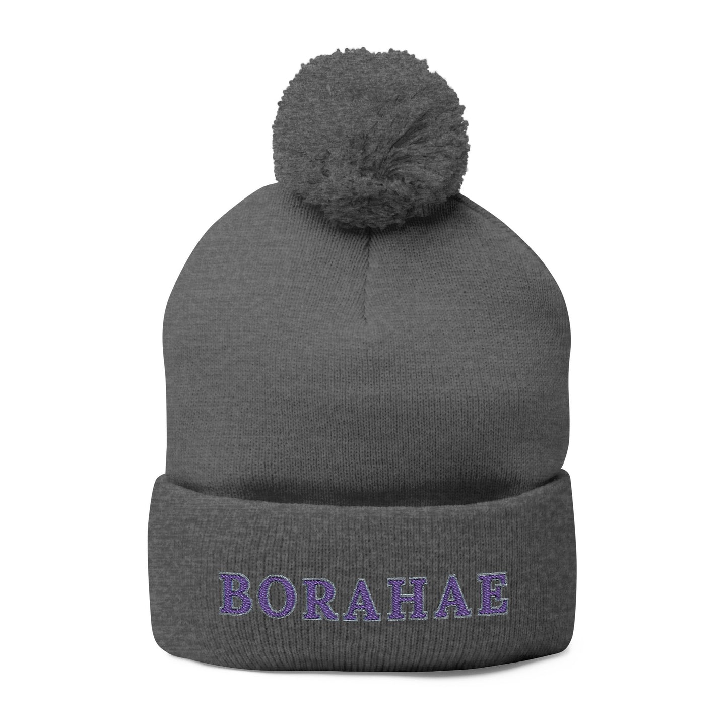 Embroidery Borahae Pom-Pom Knit Cap