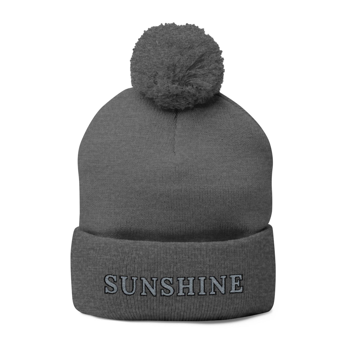Embroidery Sunshine Pom-Pom Knit Cap