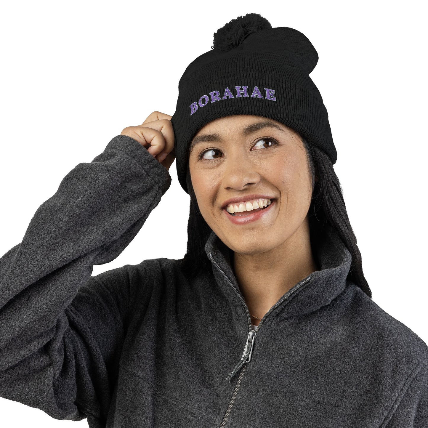 Embroidery Borahae Pom-Pom Knit Cap