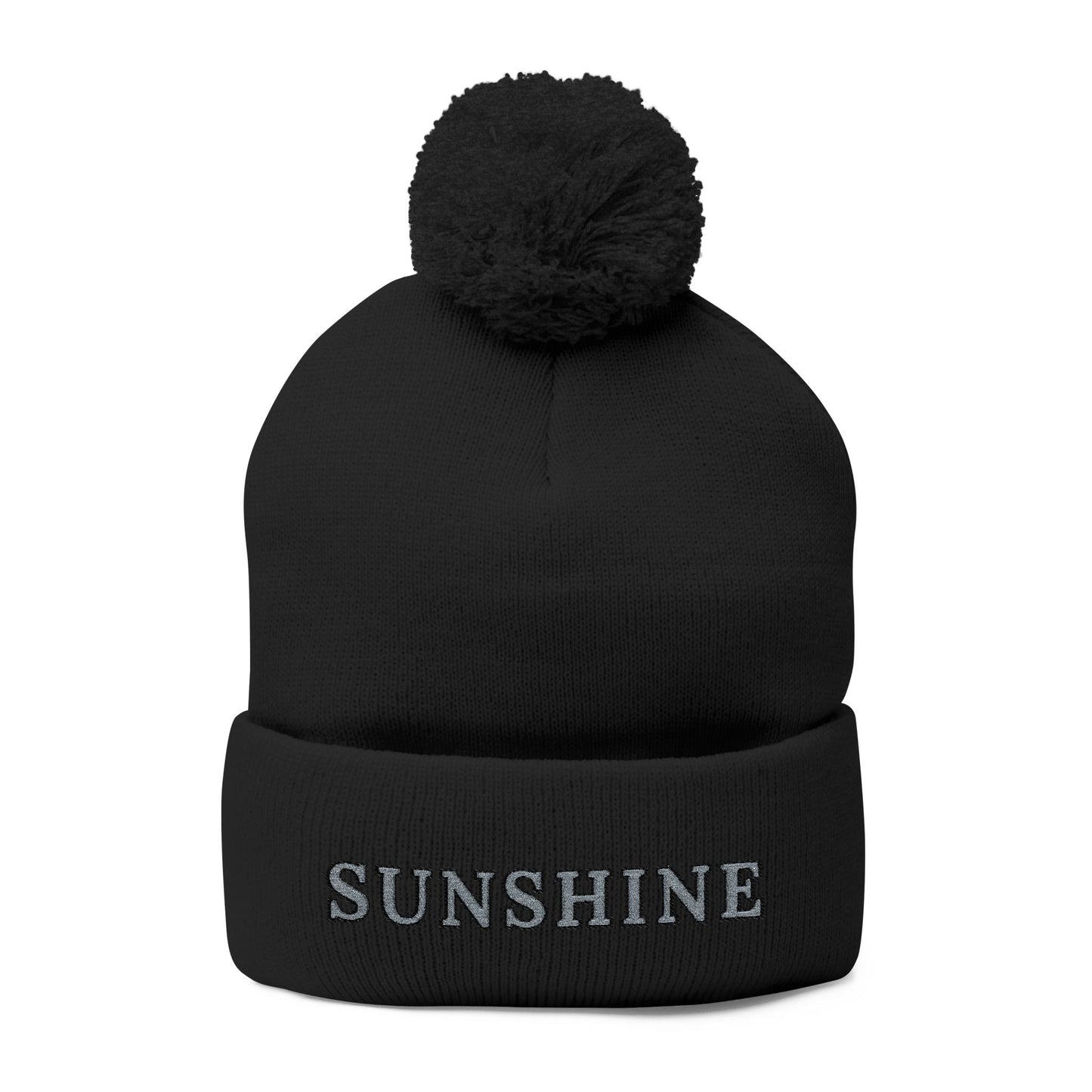 Embroidery Sunshine Pom-Pom Knit Cap