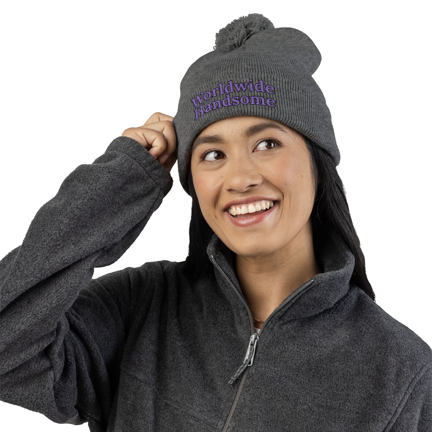 Embroidery WorldWideHandsome Pom-Pom Knit Cap