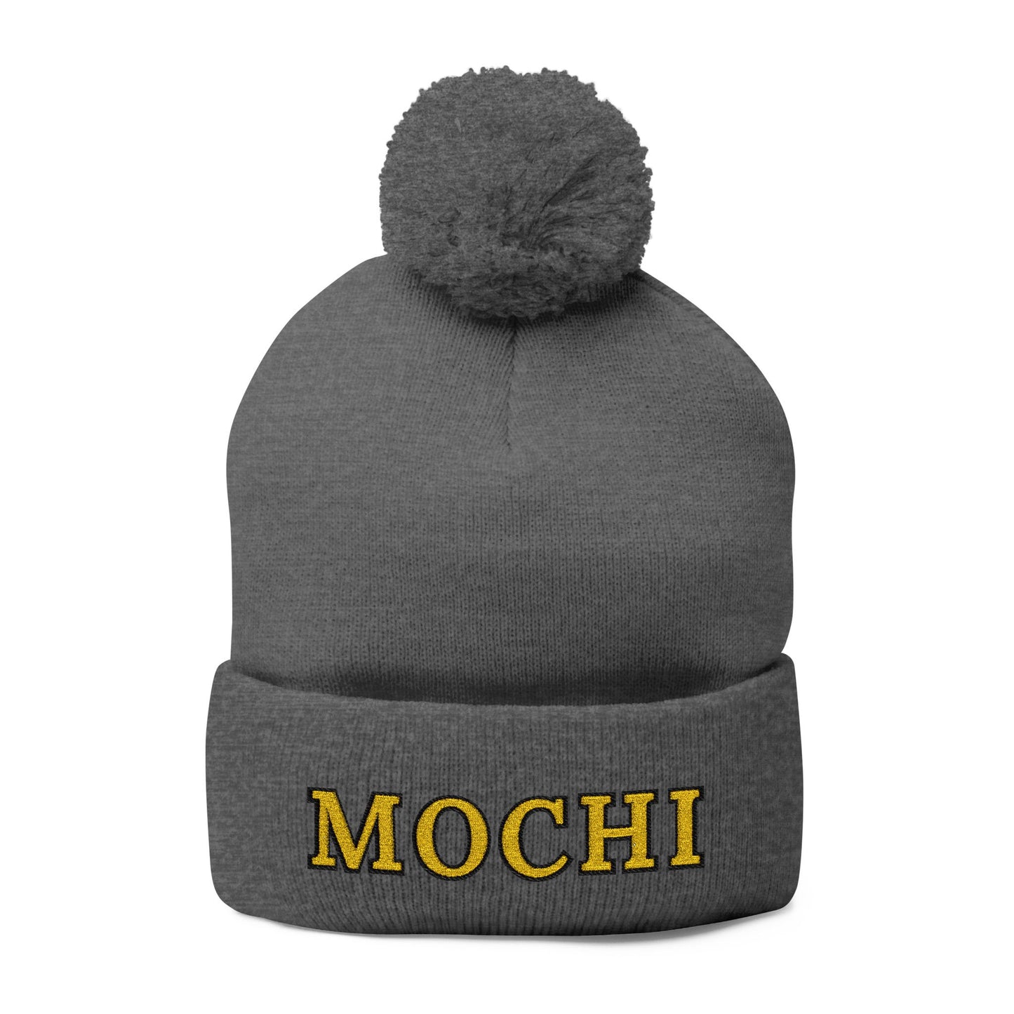 Embroidery Mochi Uni Pom-Pom Knit Cap